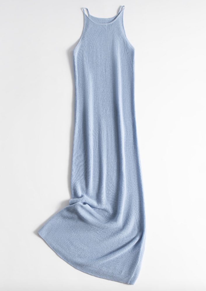 Knit set suspender dress / blue