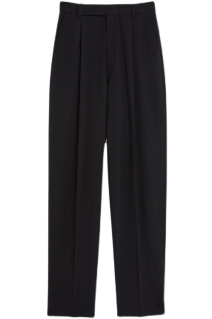 High waist straight pants / navy