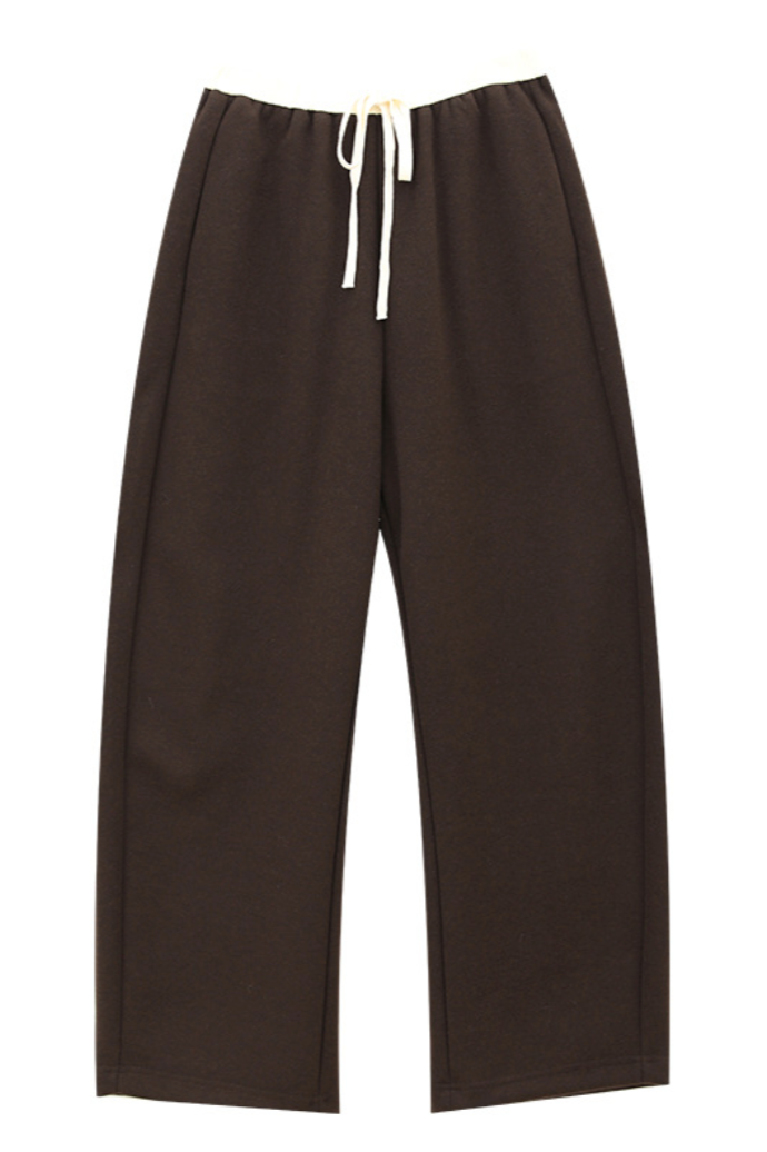 Waist gathered easy pants / brown