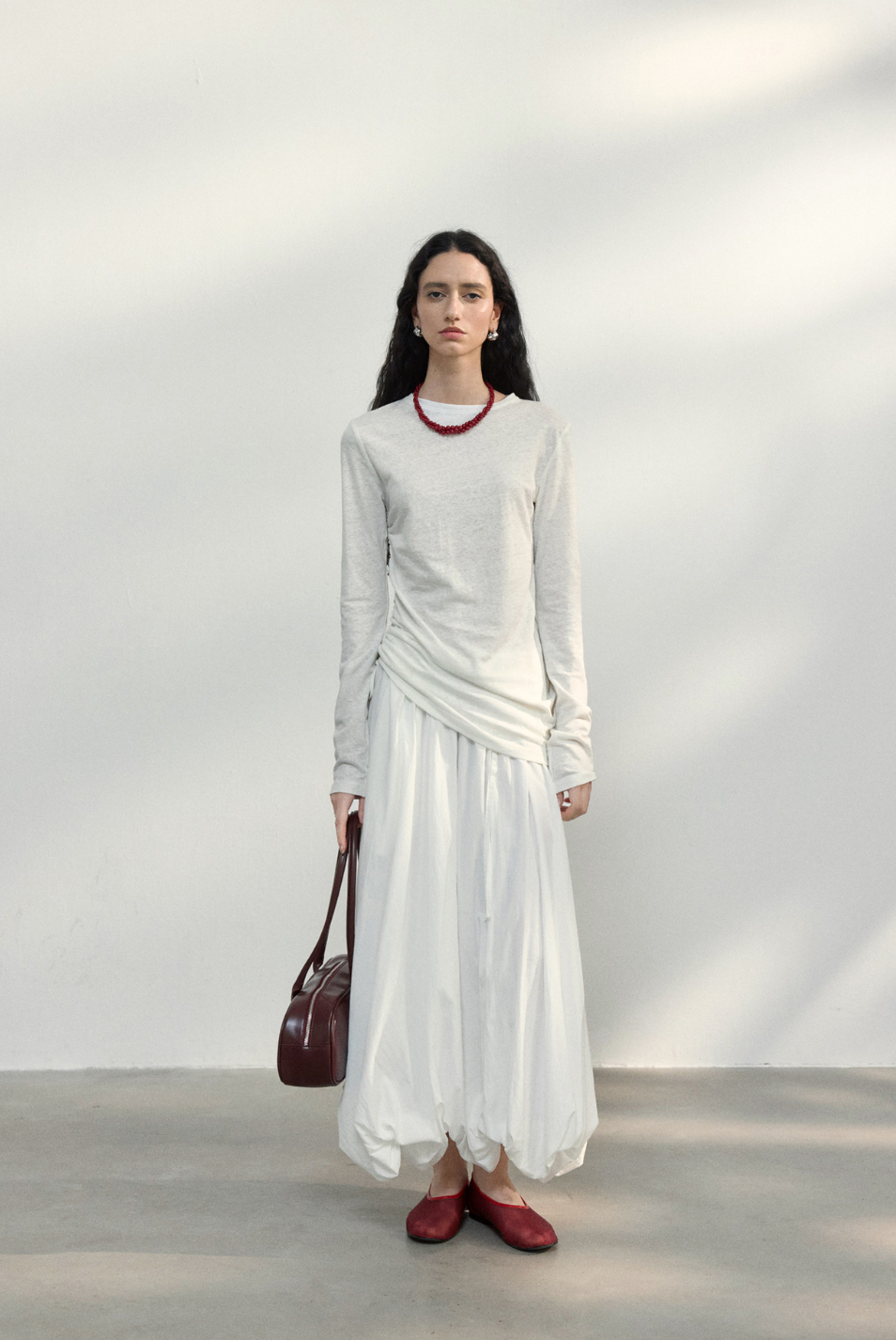 Side ribbon top / white