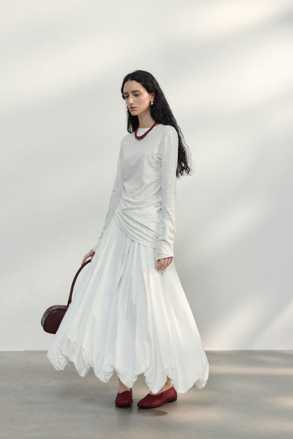 Side ribbon top / white