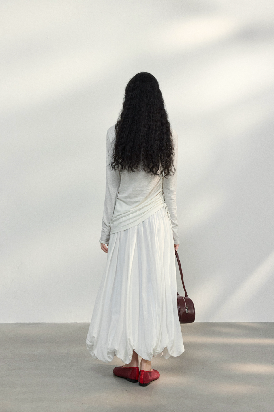 Side ribbon top / white