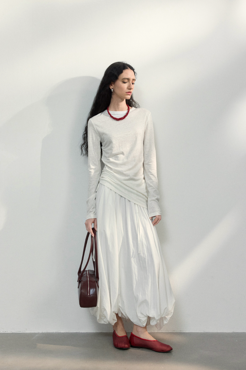Side ribbon top / white