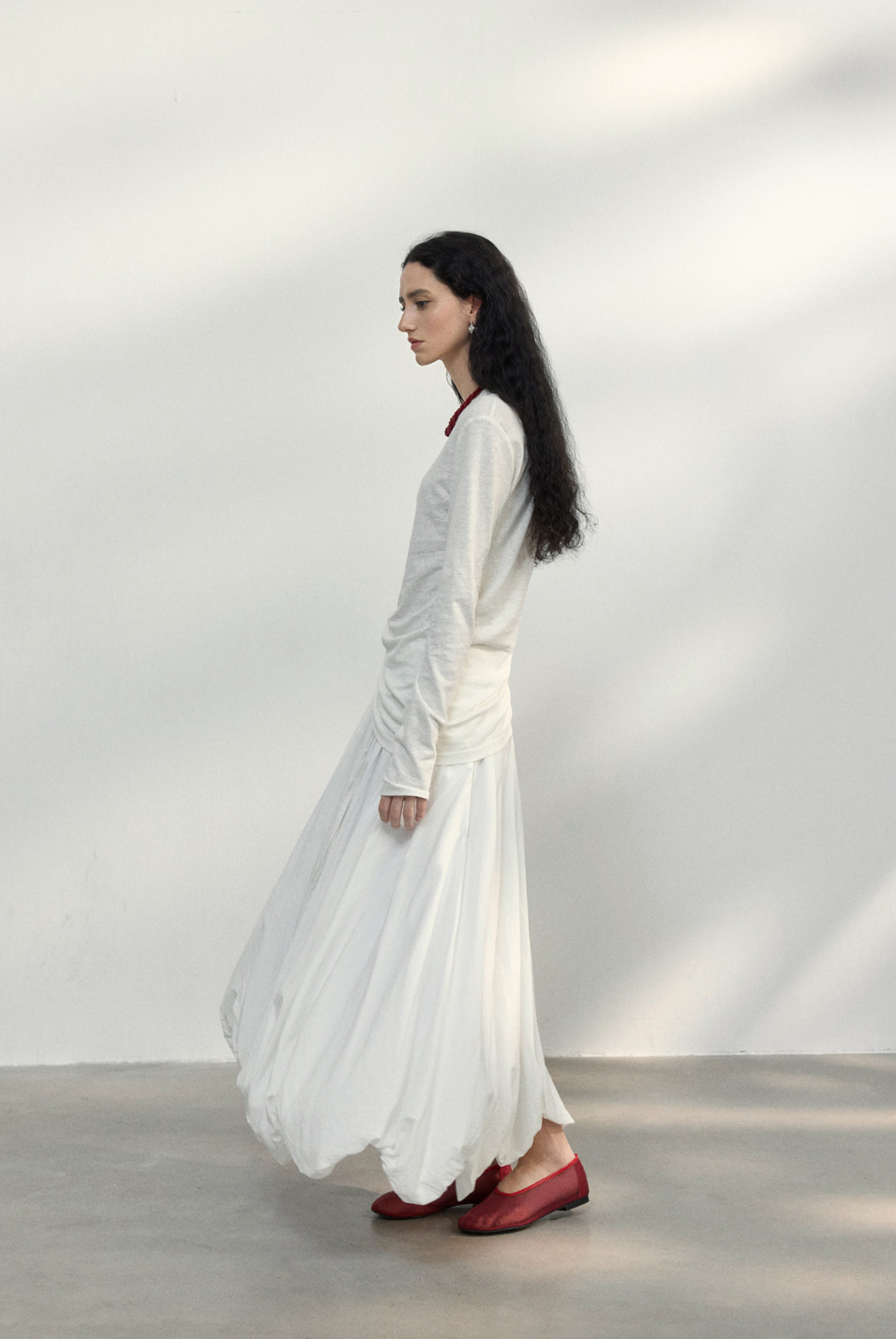 Side ribbon top / white