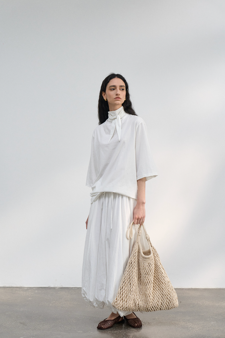 Airy balloon skirt / white