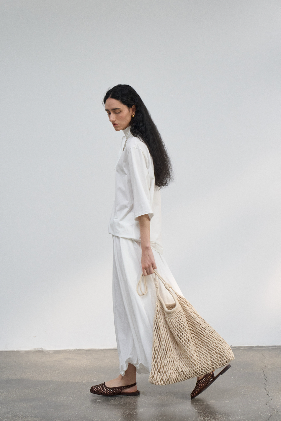 Airy balloon skirt / white