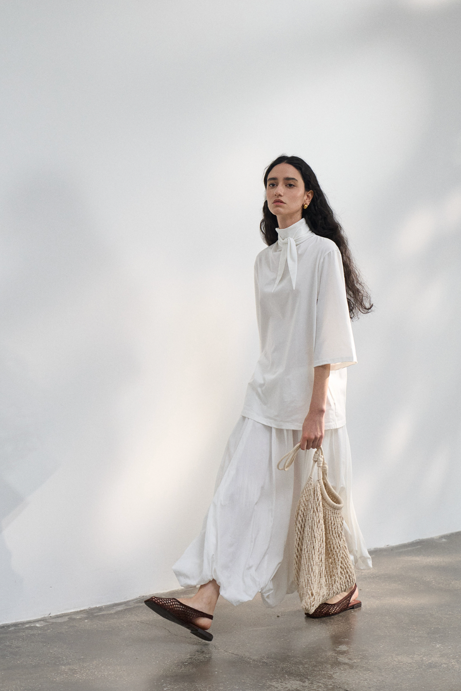 Airy balloon skirt / white