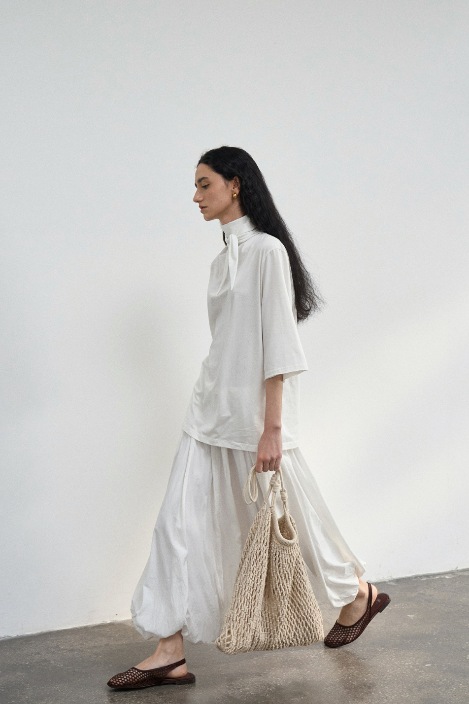 Airy balloon skirt / white