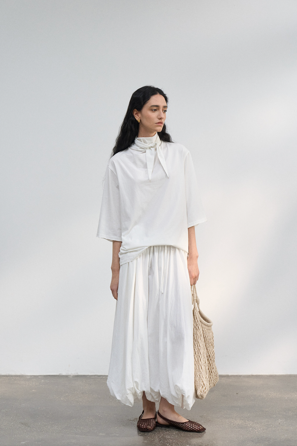 Airy balloon skirt / white