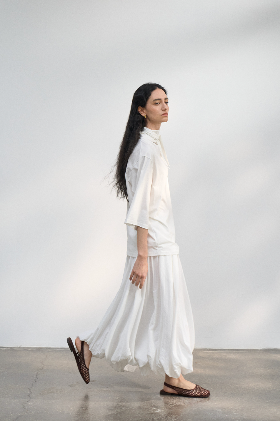 Airy balloon skirt / white