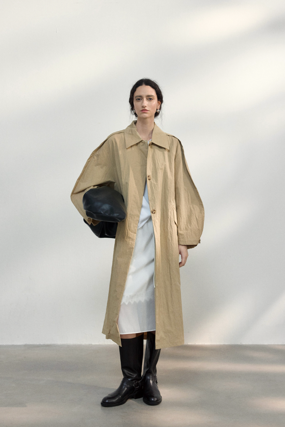 Volume sleeve spring coat / beige