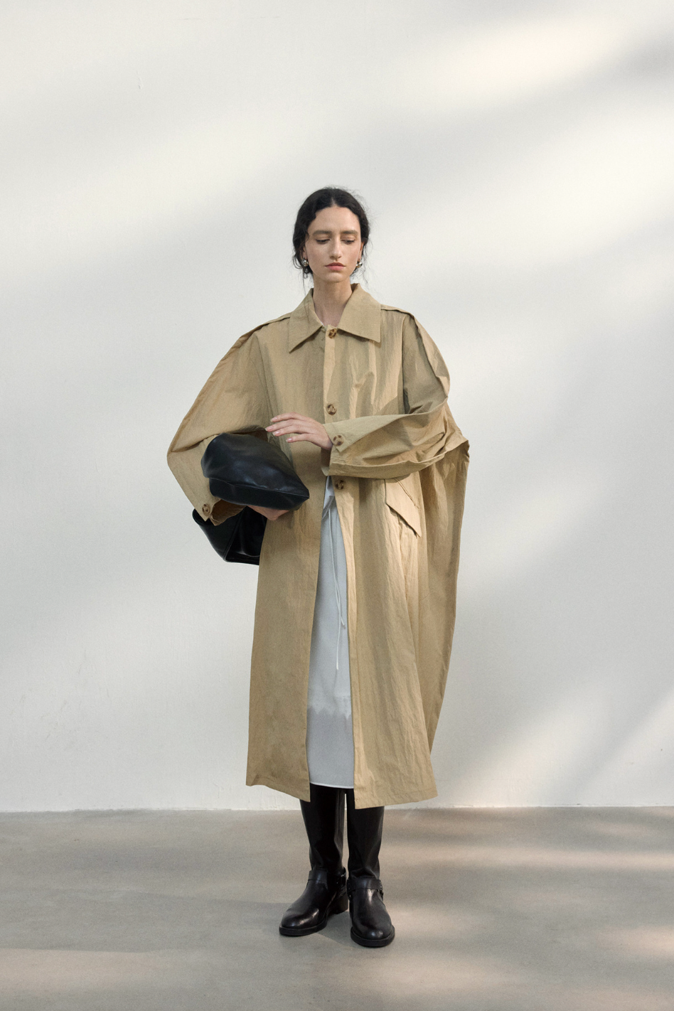 Volume sleeve spring coat / beige