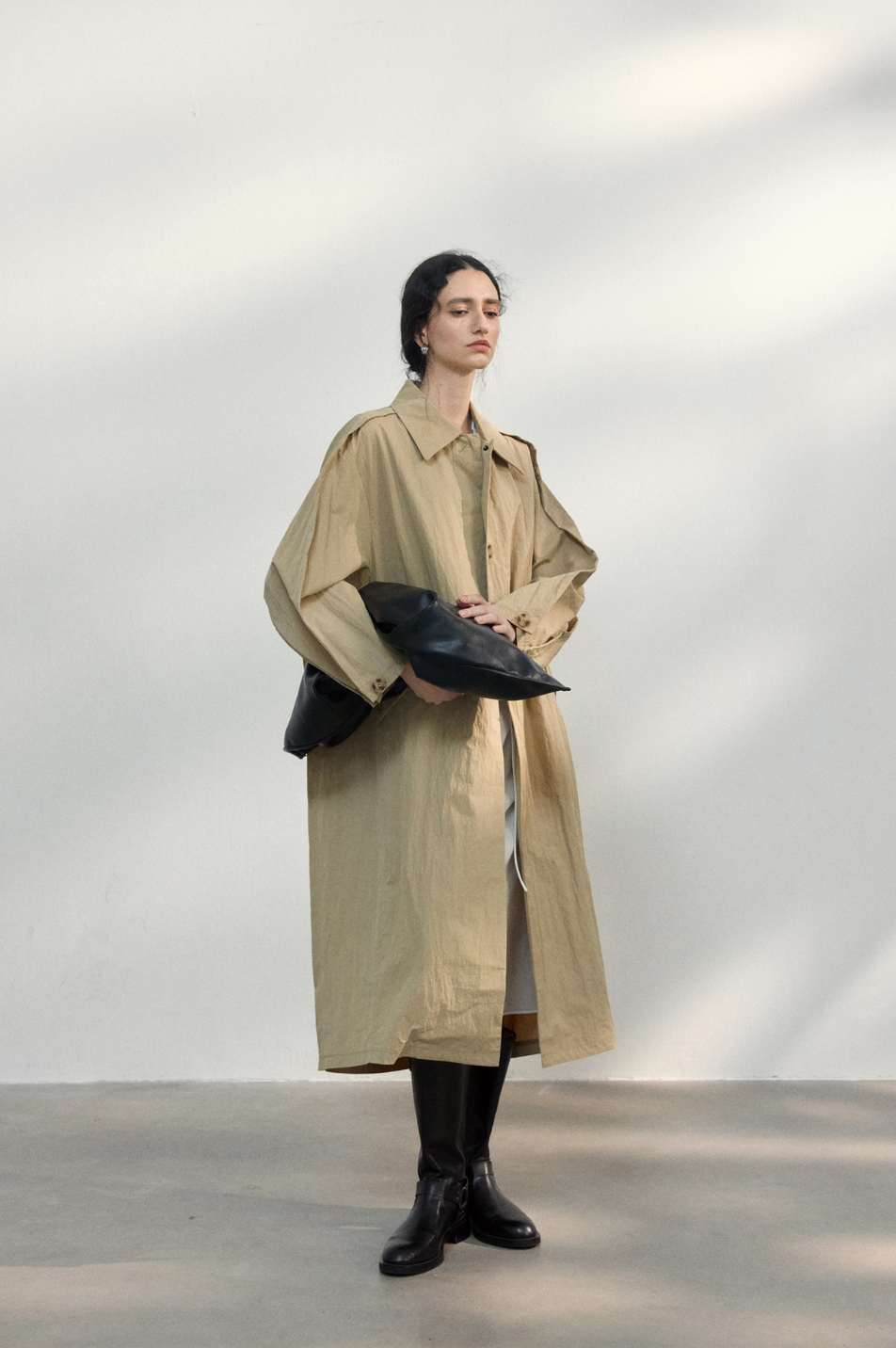 Volume sleeve spring coat / beige