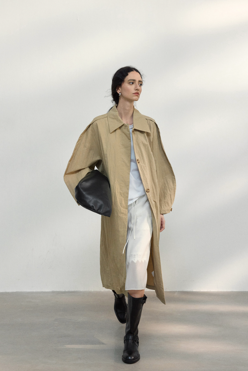 Volume sleeve spring coat / beige