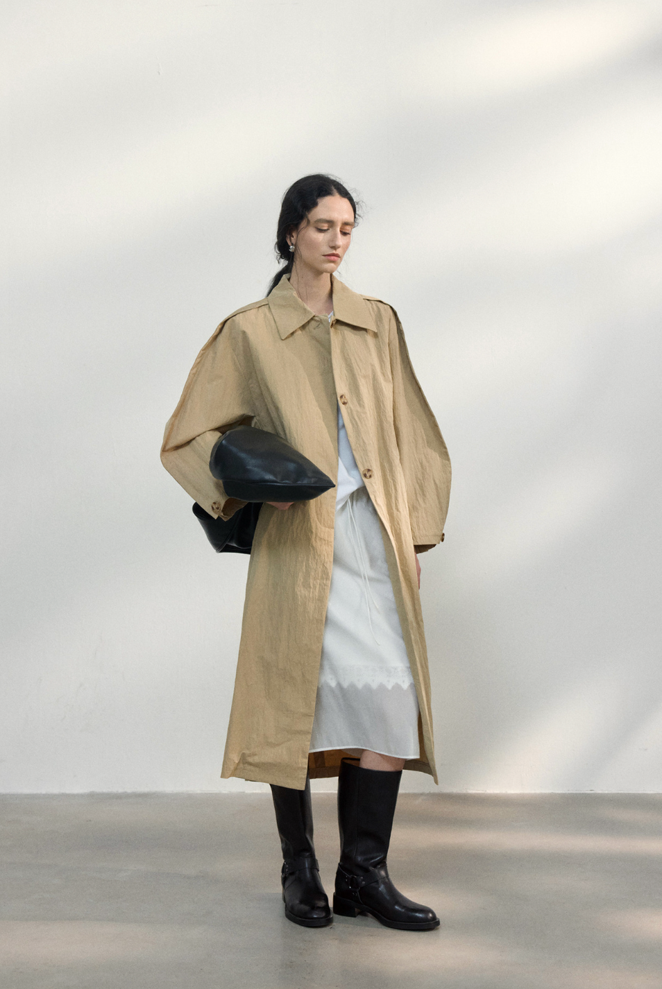 Volume sleeve spring coat / beige