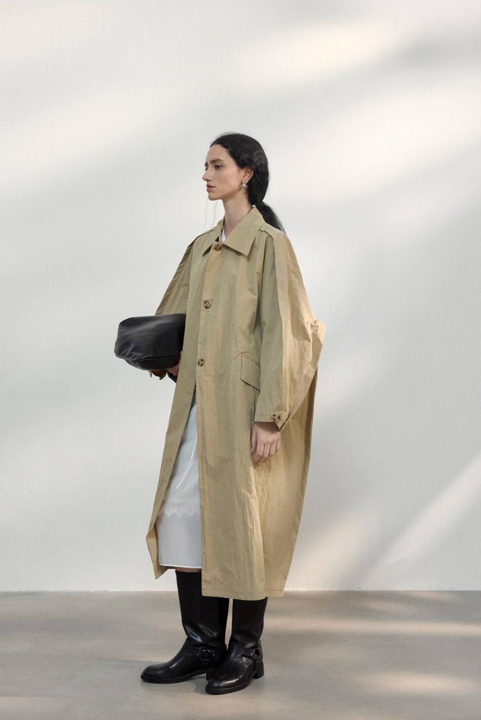 Volume sleeve spring coat / beige