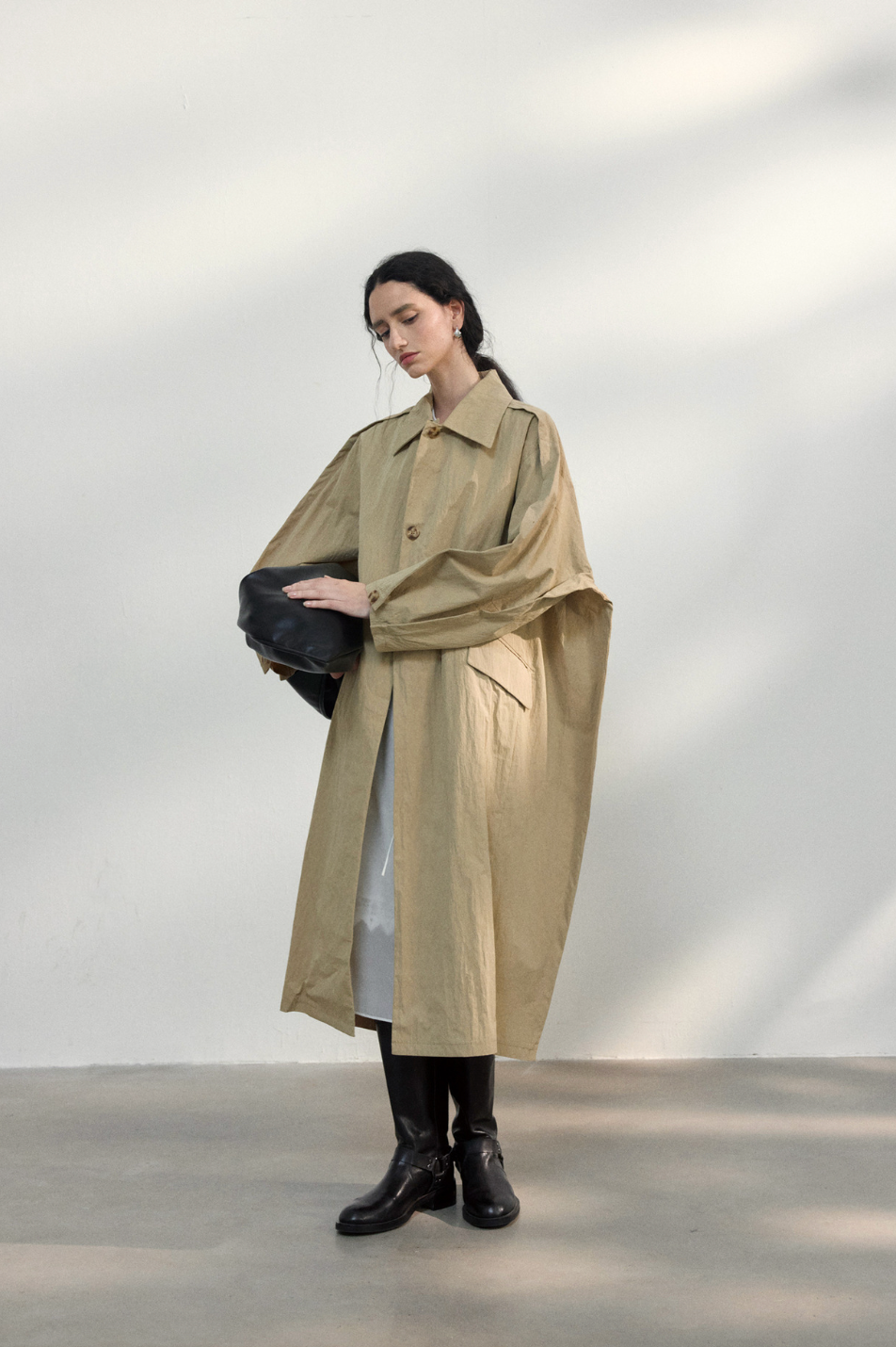 Volume sleeve spring coat / beige