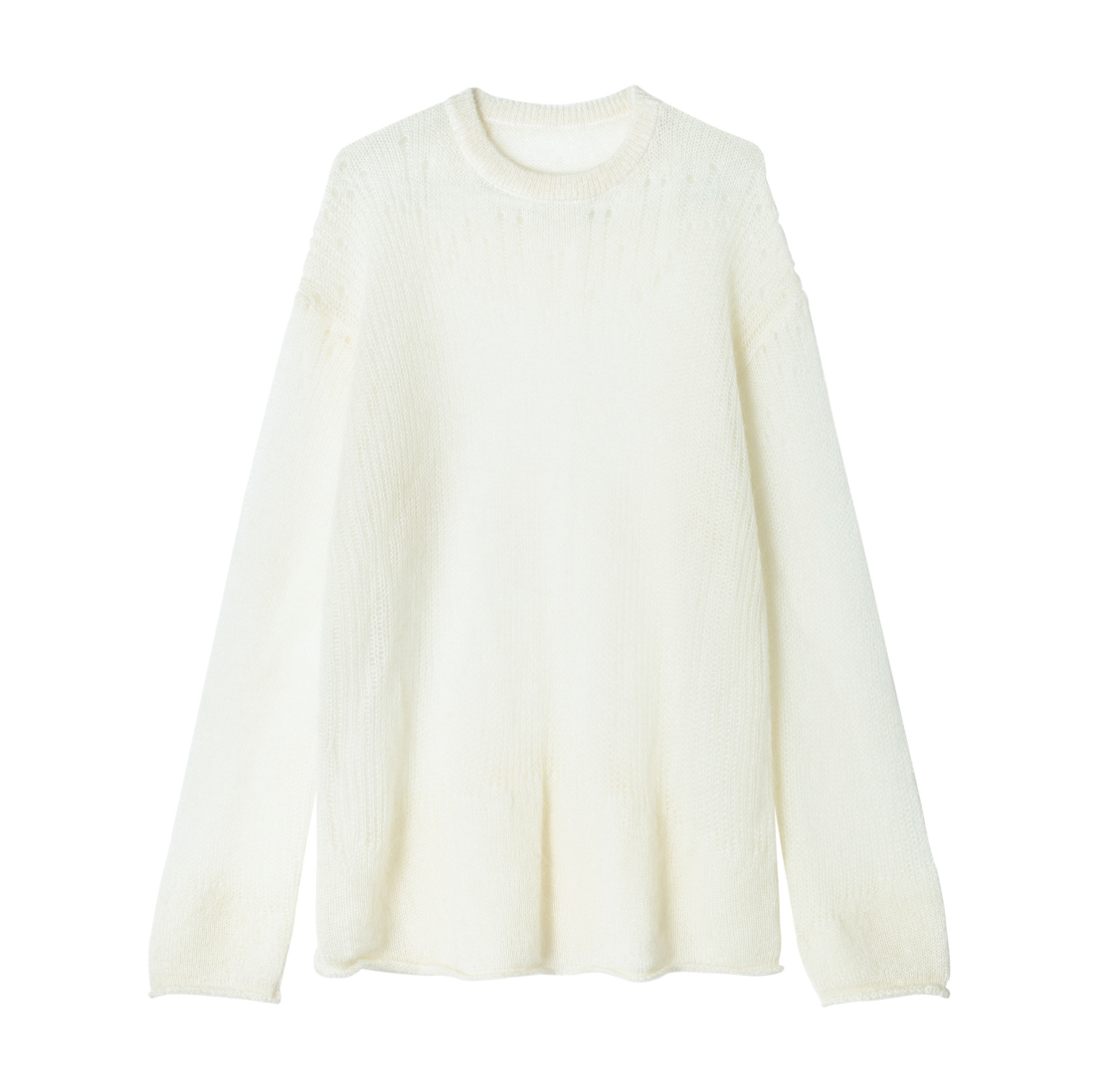 Airy sheer knit tops / white