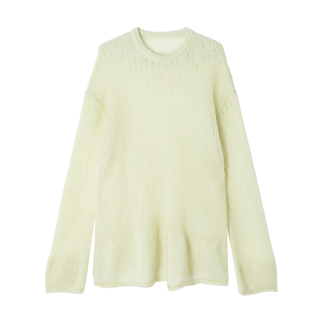 Airy sheer knit tops / light green