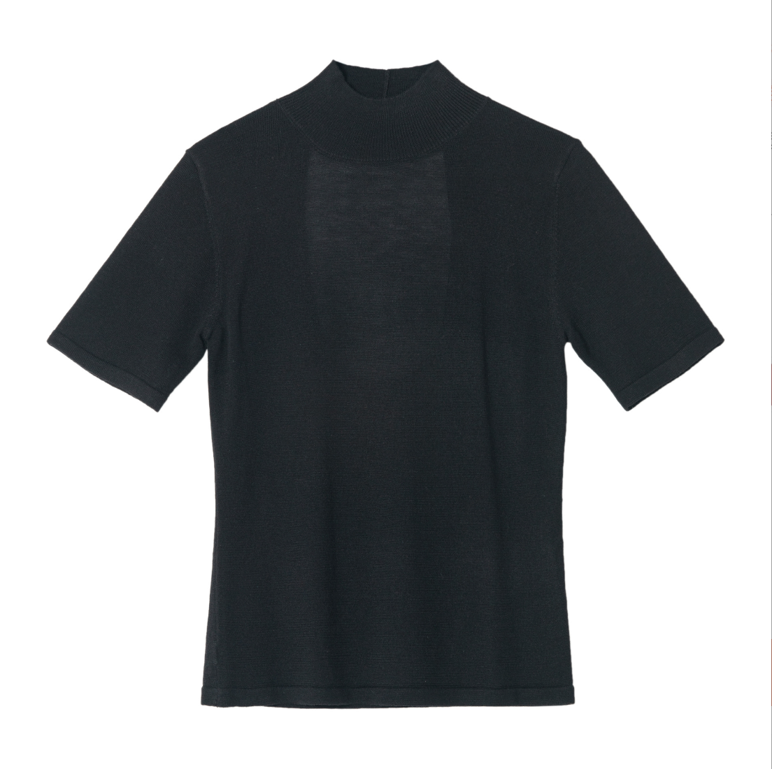 Back open half sleeve knit top / black