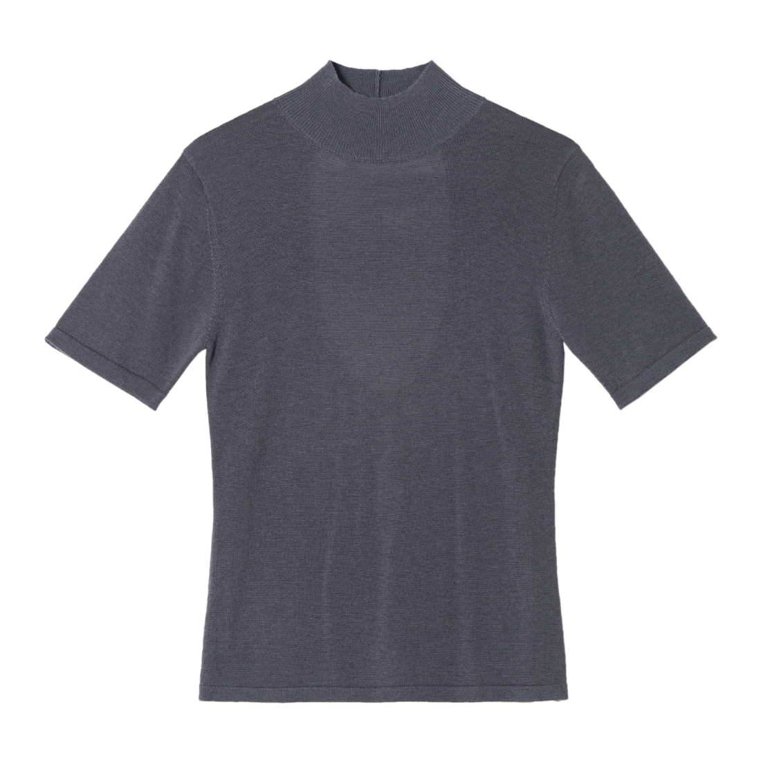 Back open half sleeve knit top / smoky gray