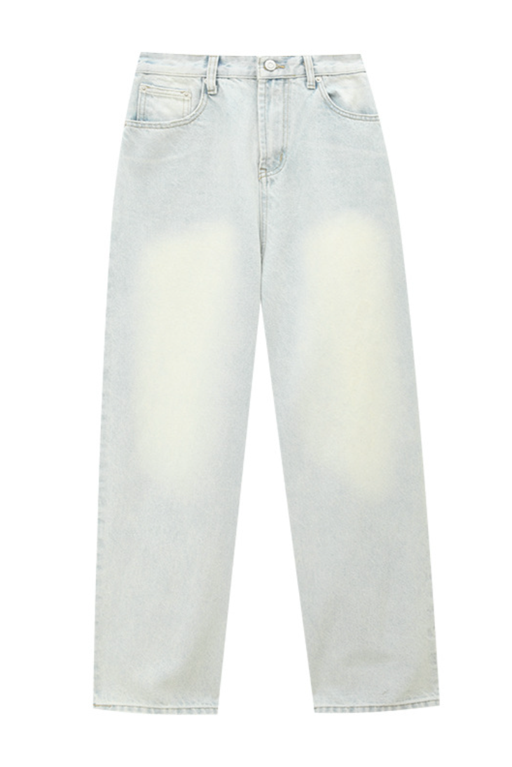 Relaxed Straight Denim Pants / wash blue
