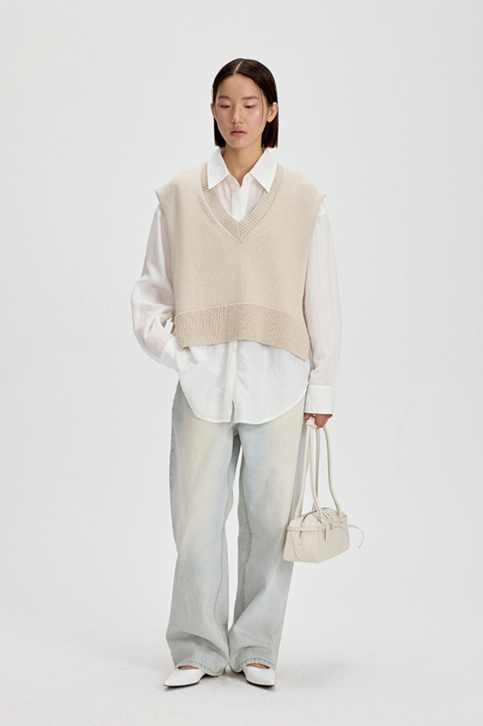 Relaxed Straight Denim Pants / wash blue