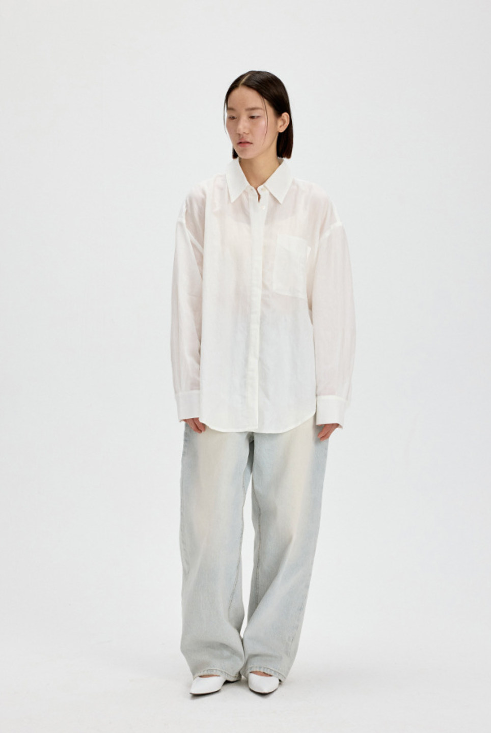 Relaxed Straight Denim Pants / wash blue