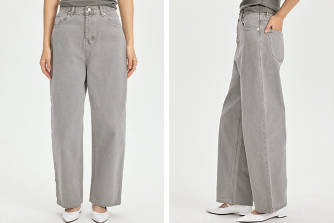 Relaxed Straight Denim Pants / sand beige