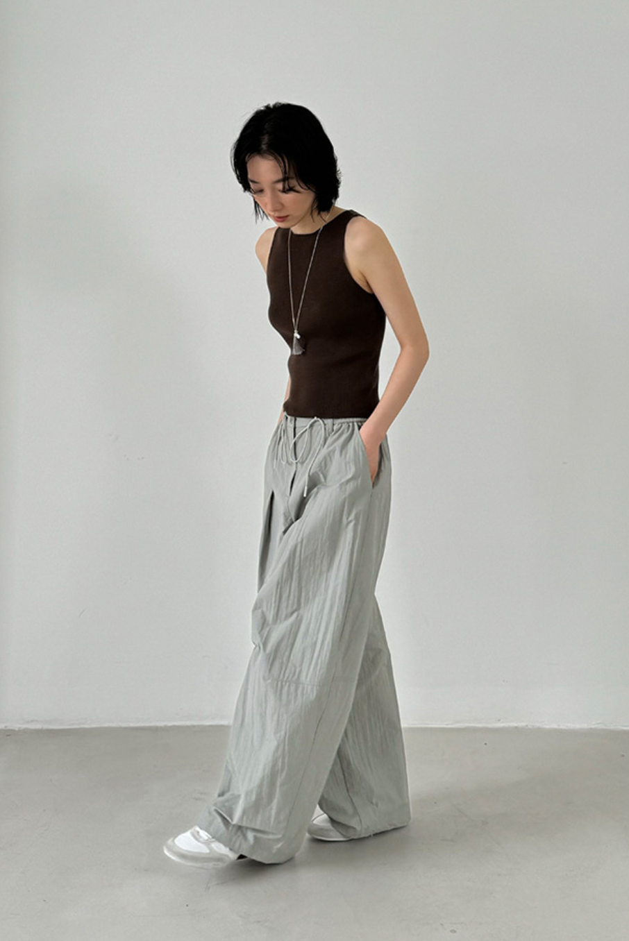 Easy wide track pants / light gray
