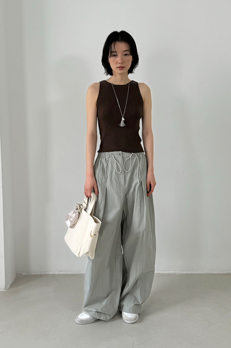 Easy wide track pants / light gray