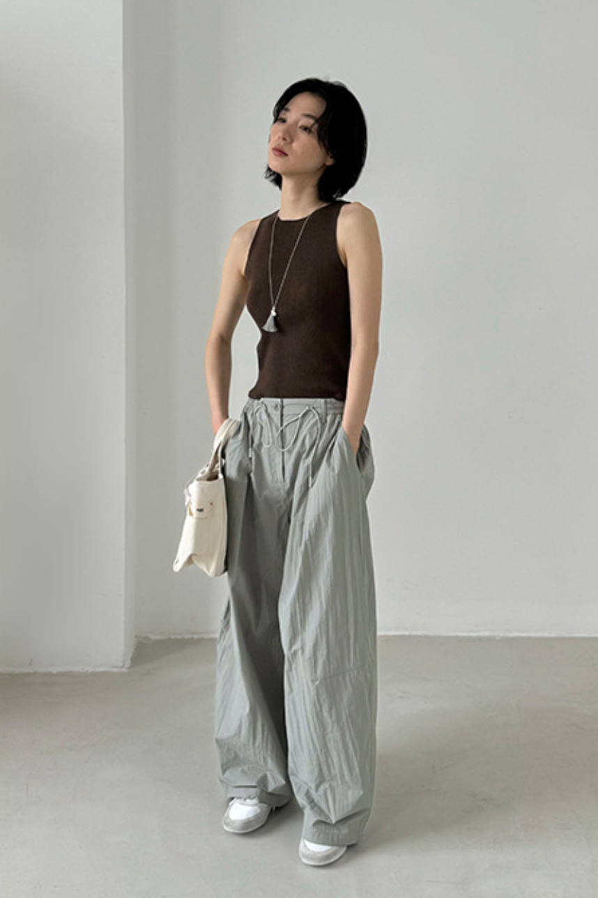Easy wide track pants / light gray