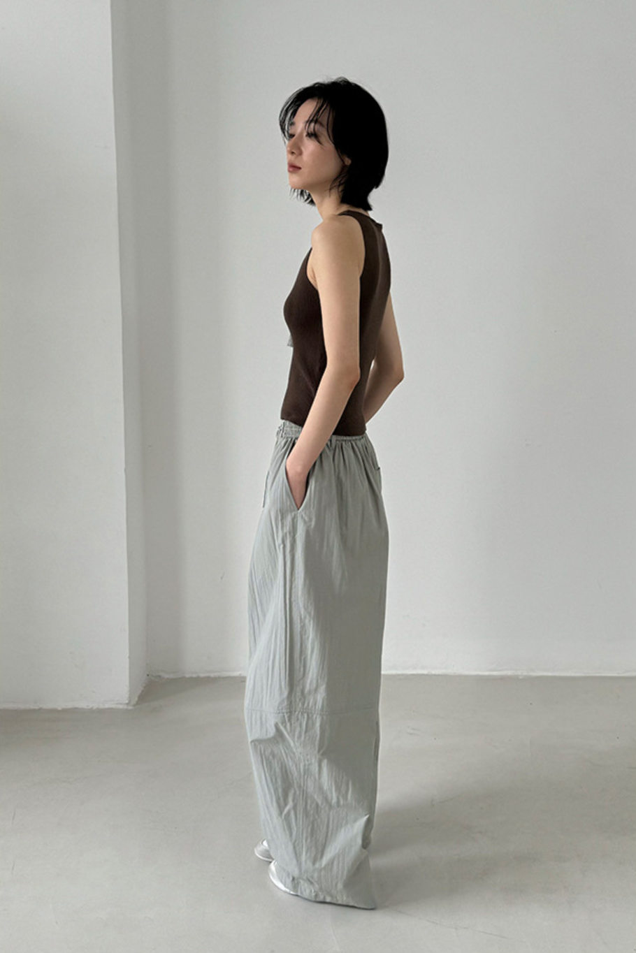 Easy wide track pants / light gray