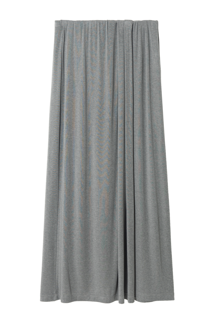 Draped fluid long skirt / gray