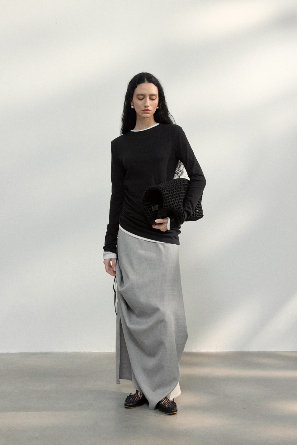Side ribbon top / black