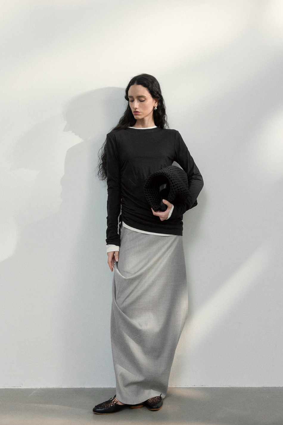 Side ribbon top / black