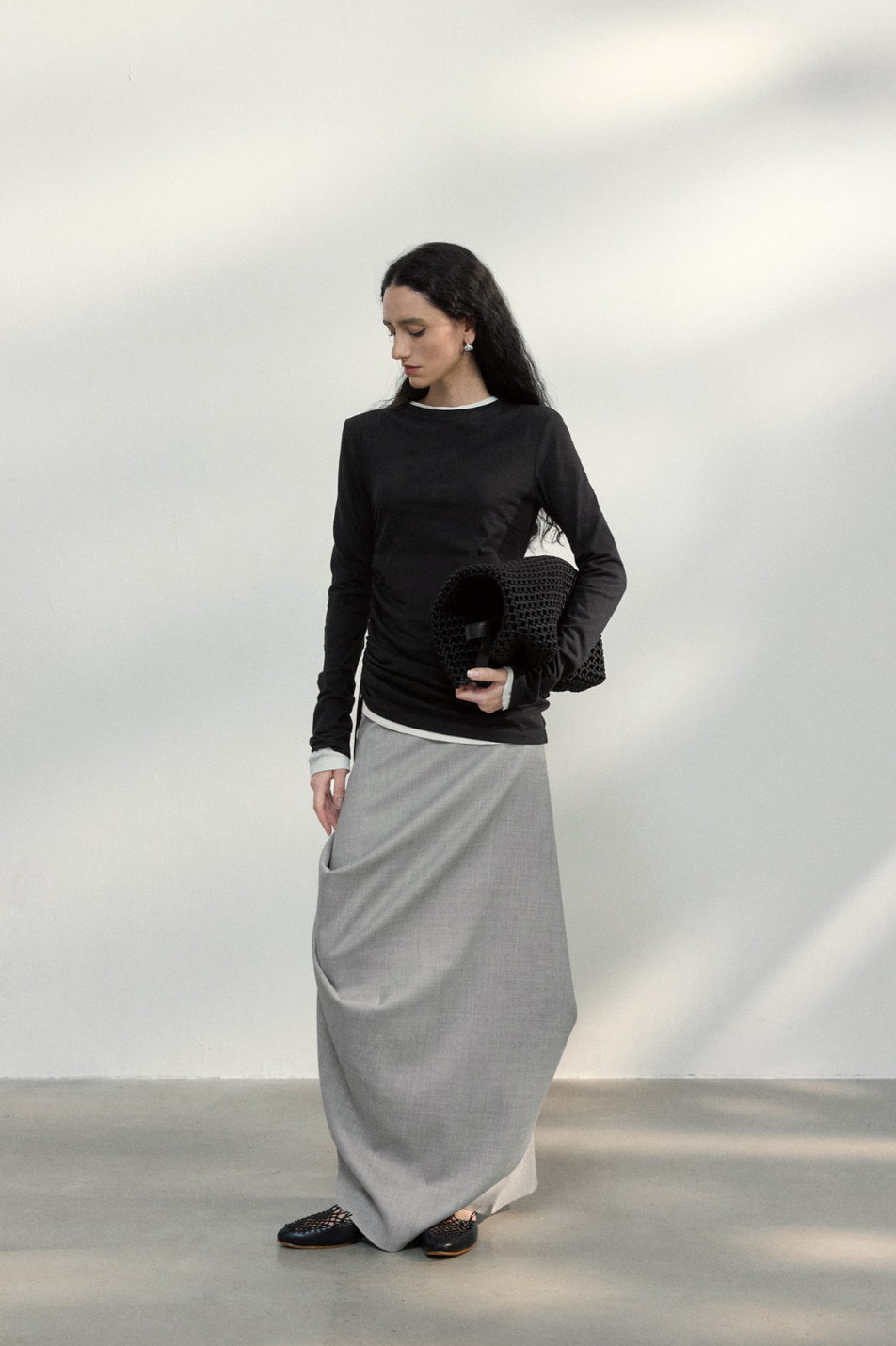 Side ribbon top / black