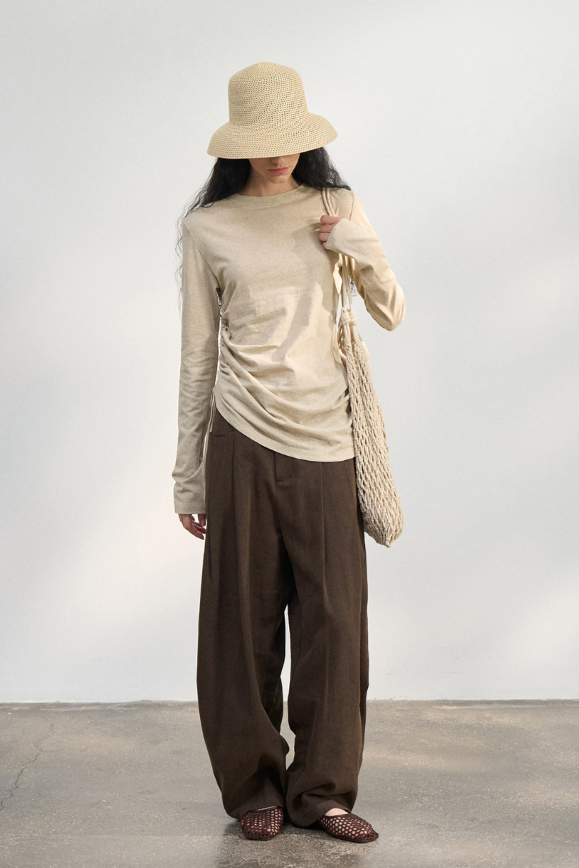 Side ribbon top / beige