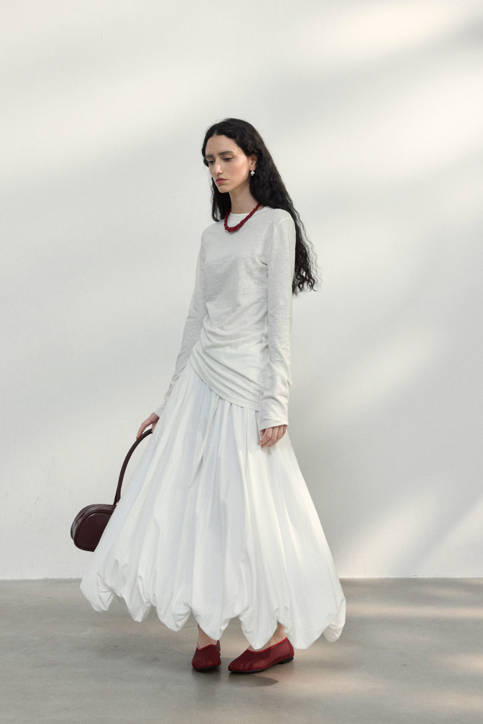 Airy balloon skirt / white