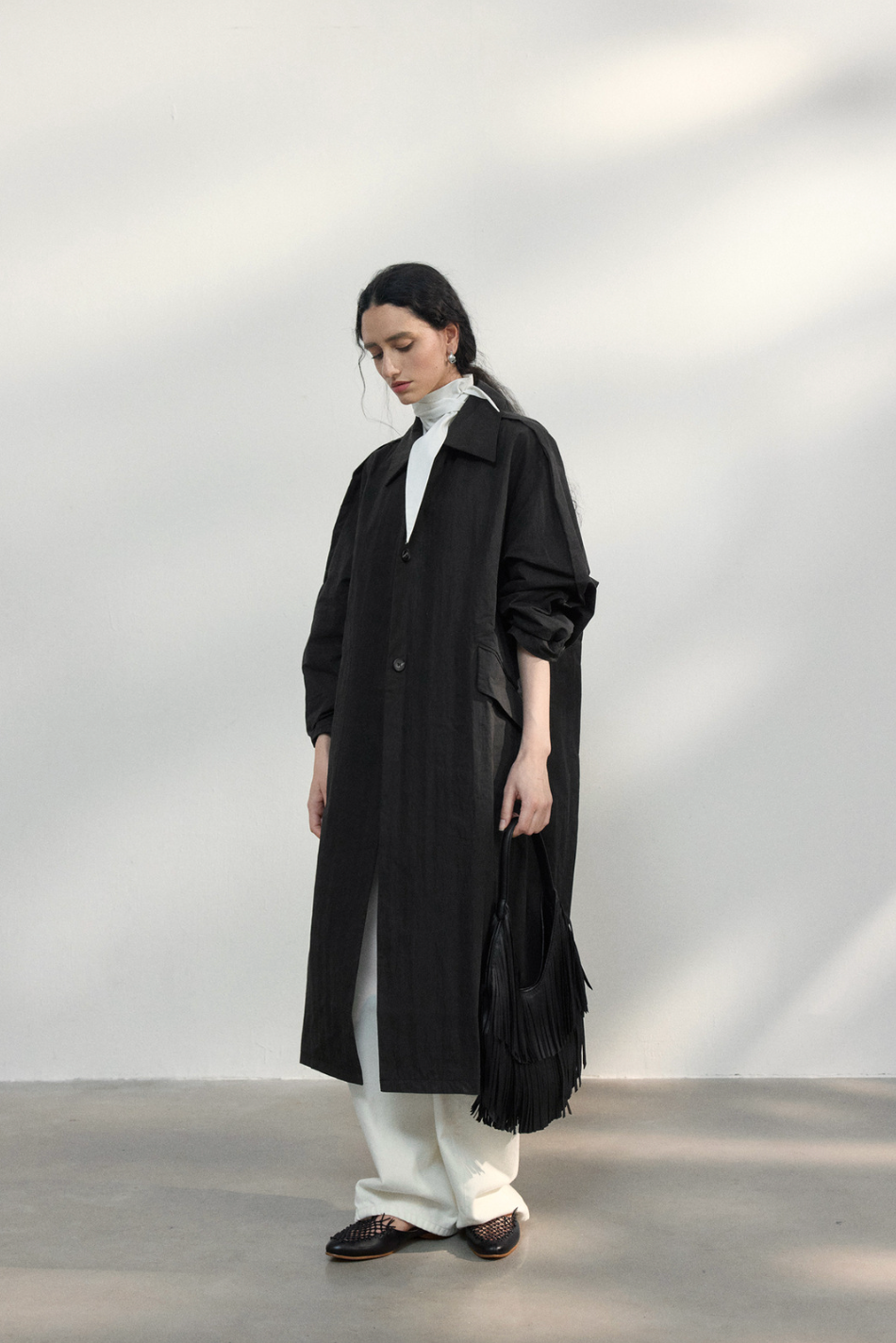 Volume sleeve spring coat / black