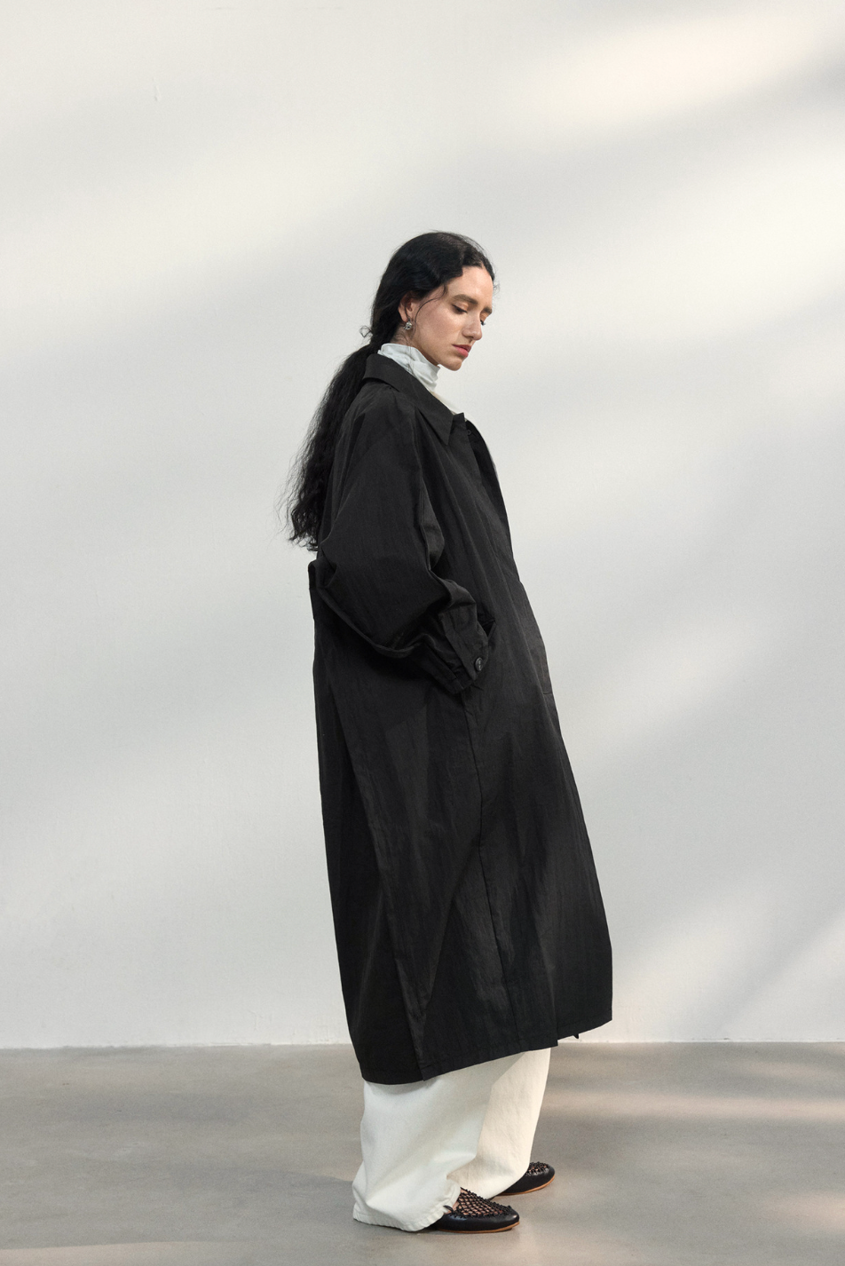 Volume sleeve spring coat / black