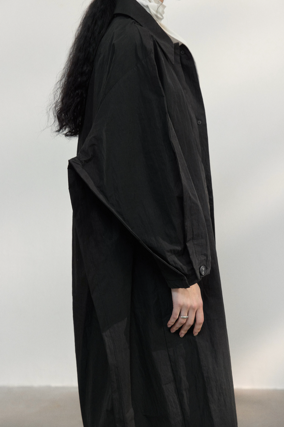 Volume sleeve spring coat / black