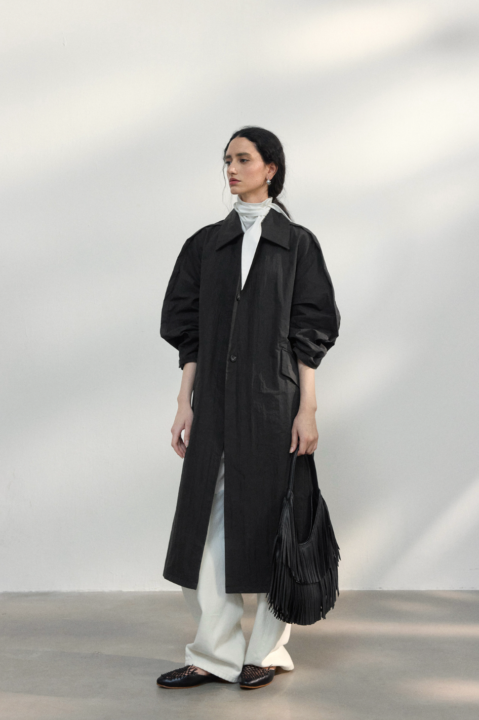 Volume sleeve spring coat / black