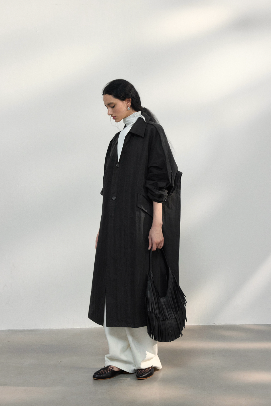 Volume sleeve spring coat / black