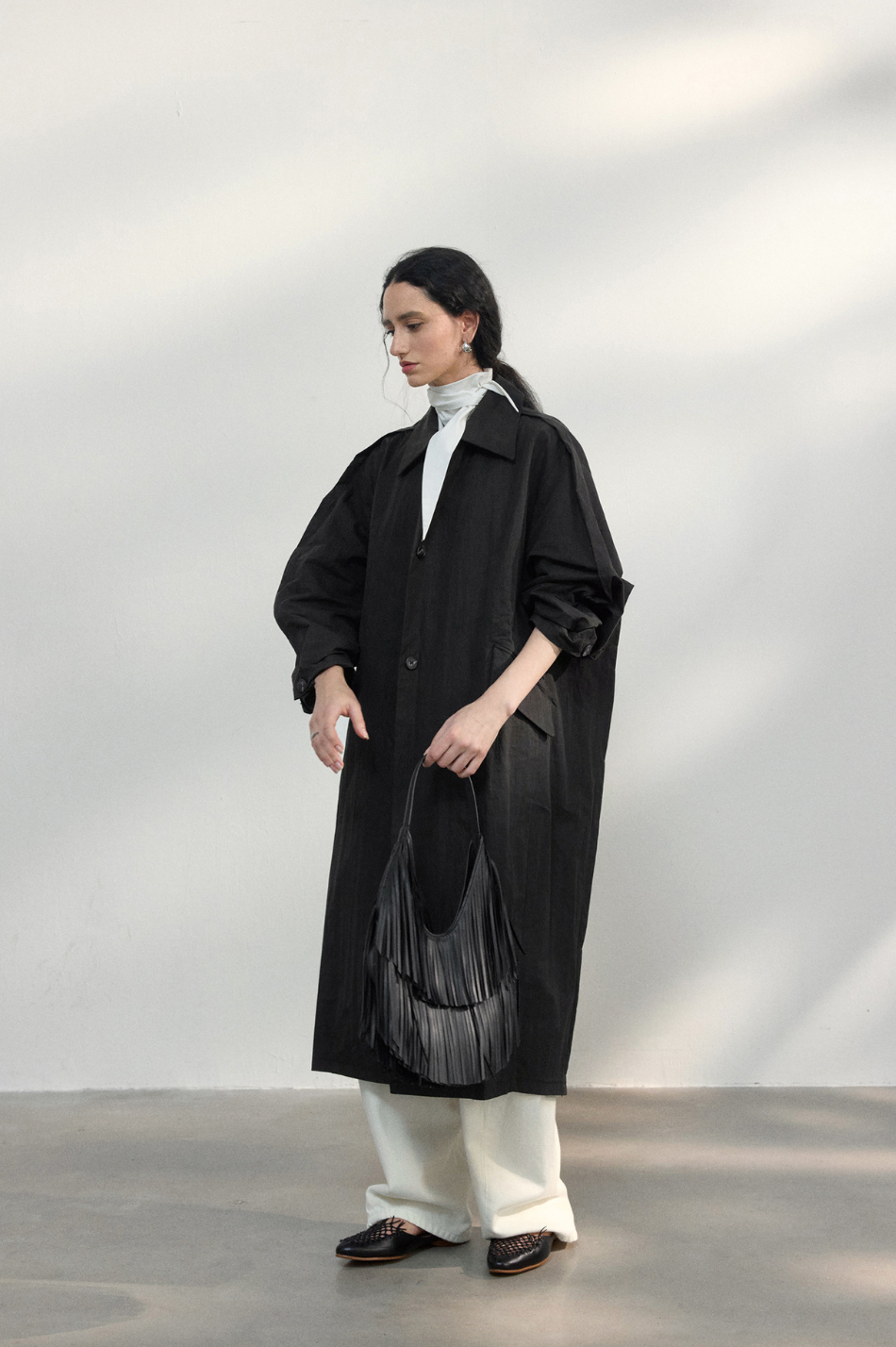 Volume sleeve spring coat / black