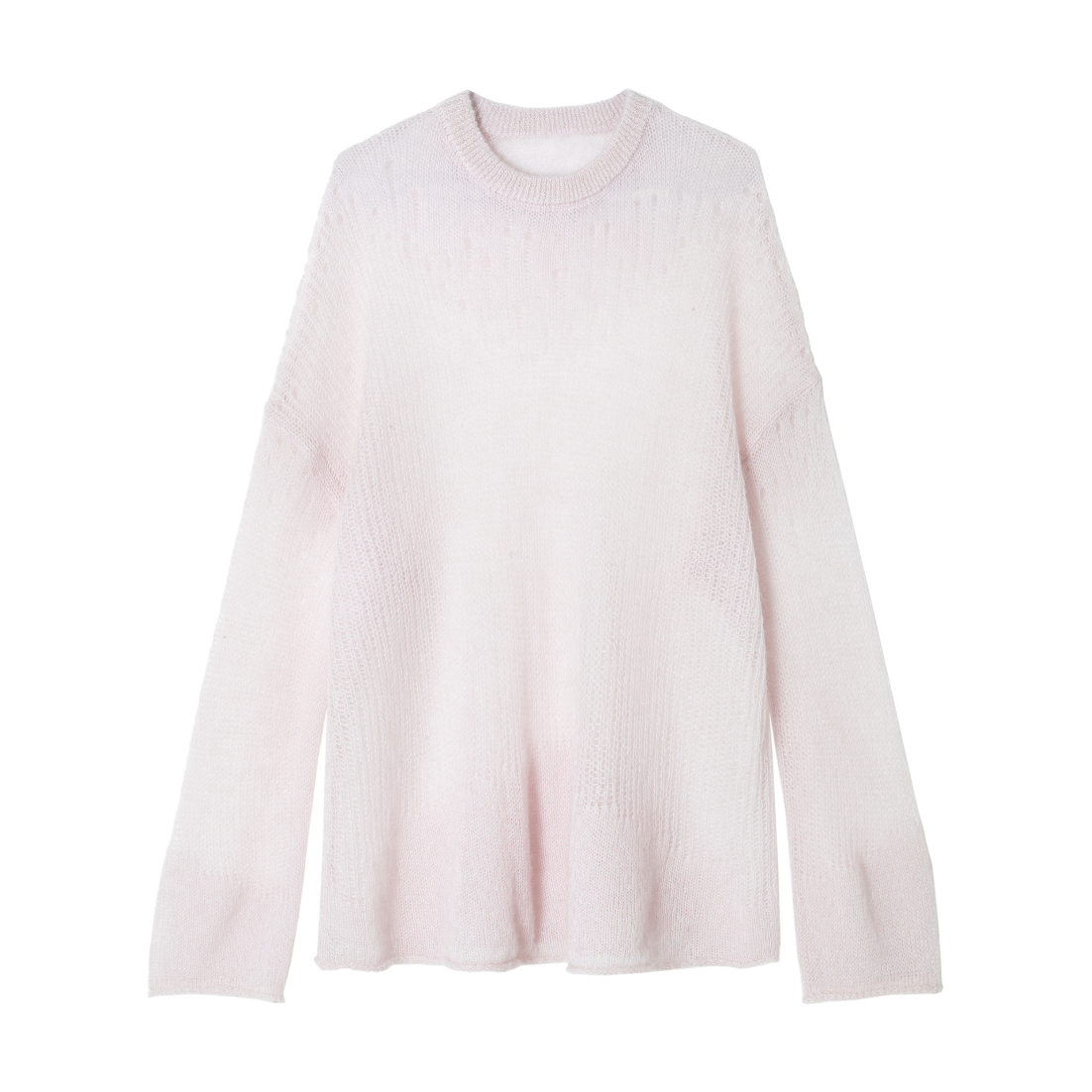 Airy sheer knit tops / powder pink