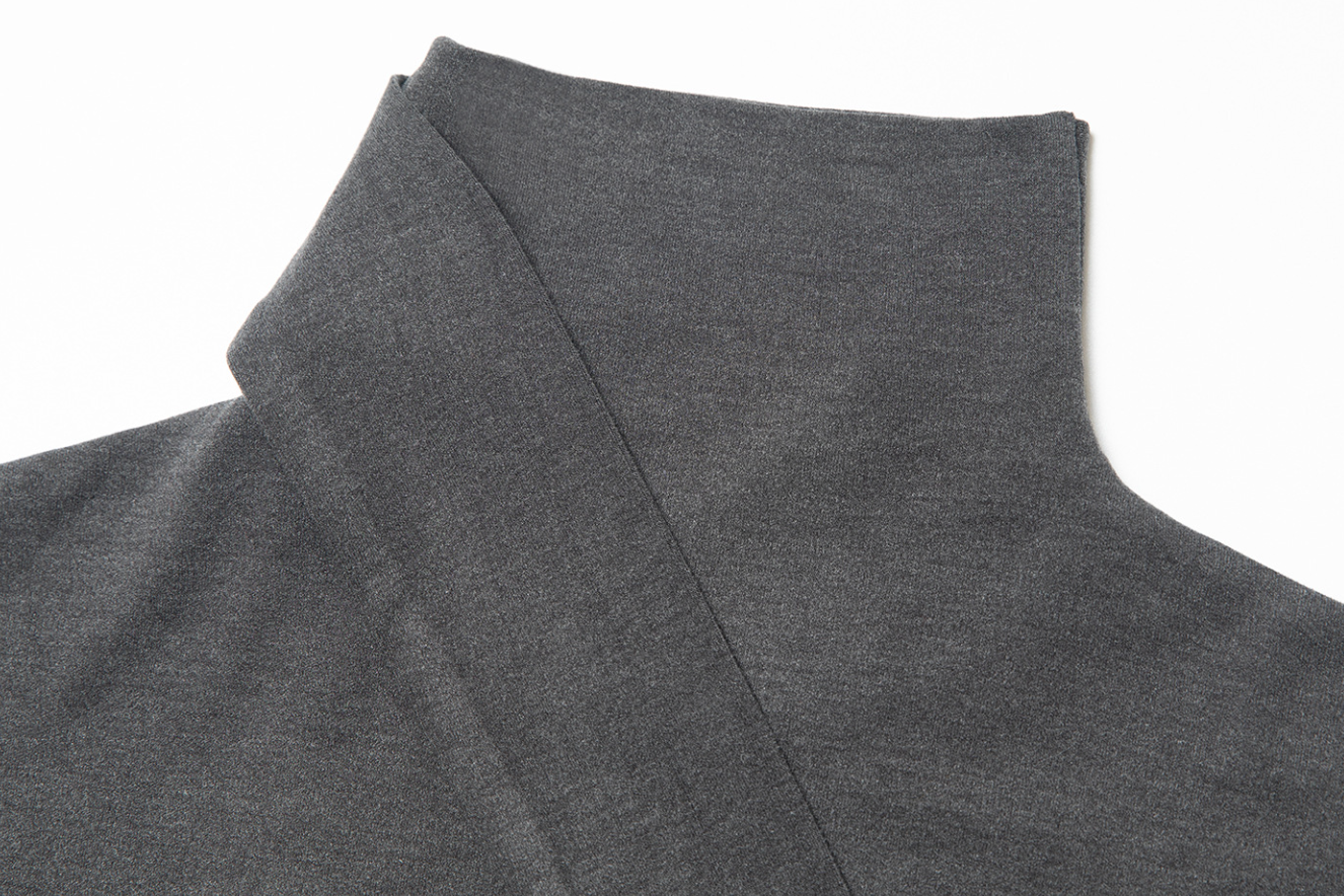 Stole collar long dress / dark gray