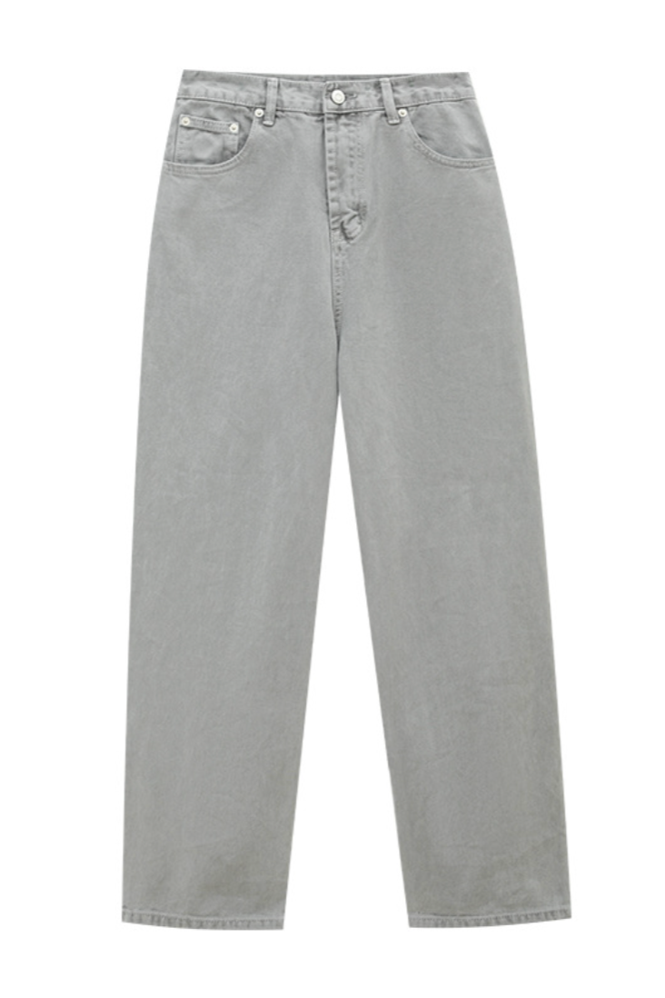 Relaxed Straight Denim Pants / wash gray