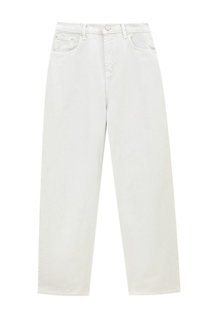 Relaxed Straight Denim Pants / pale gray