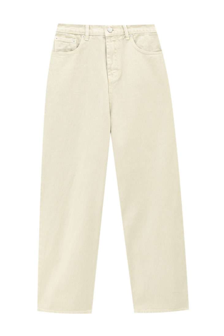 Relaxed Straight Denim Pants / sand beige